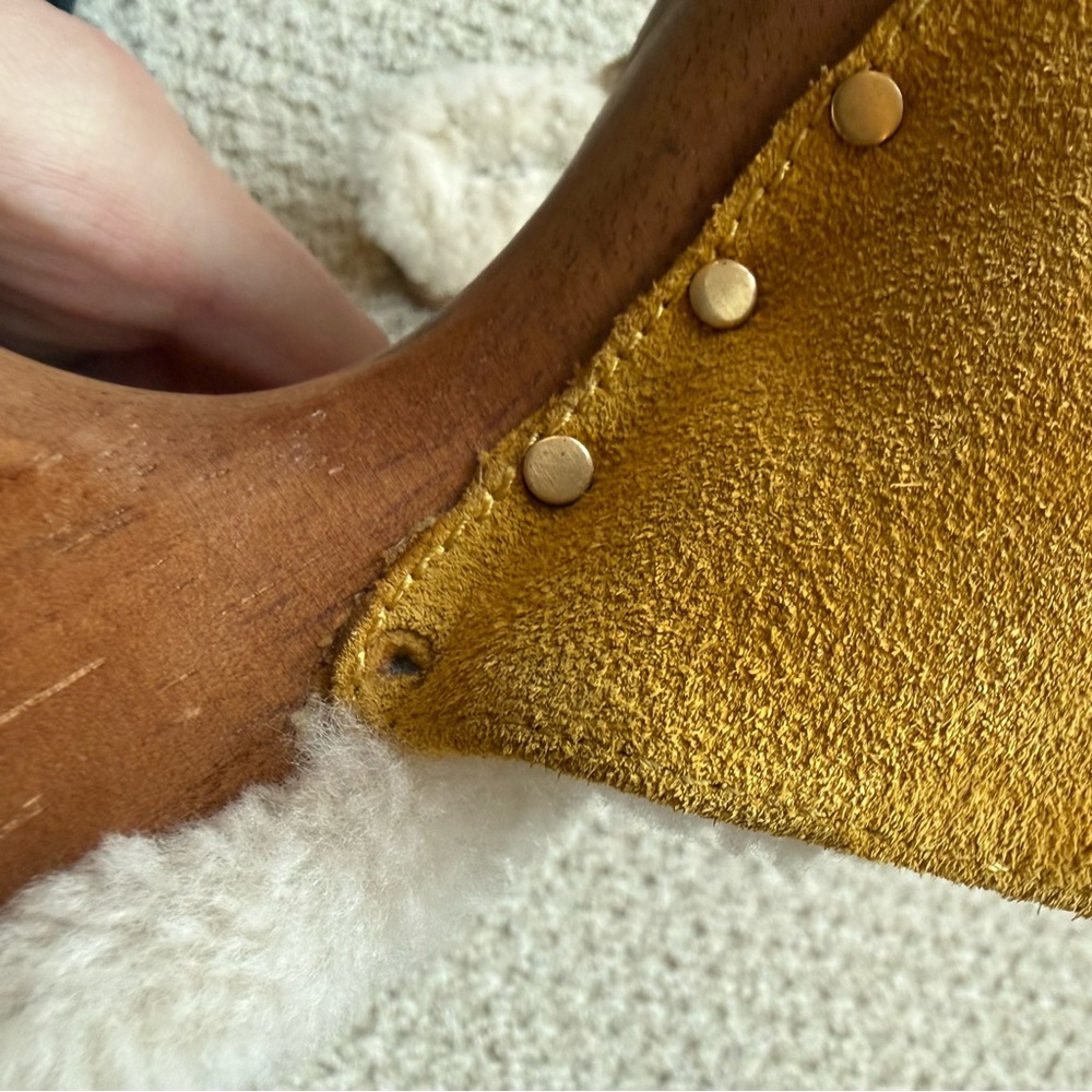 rag & bone Mustard Suede Shearling-Lined Clogs - Picture 9 of 12